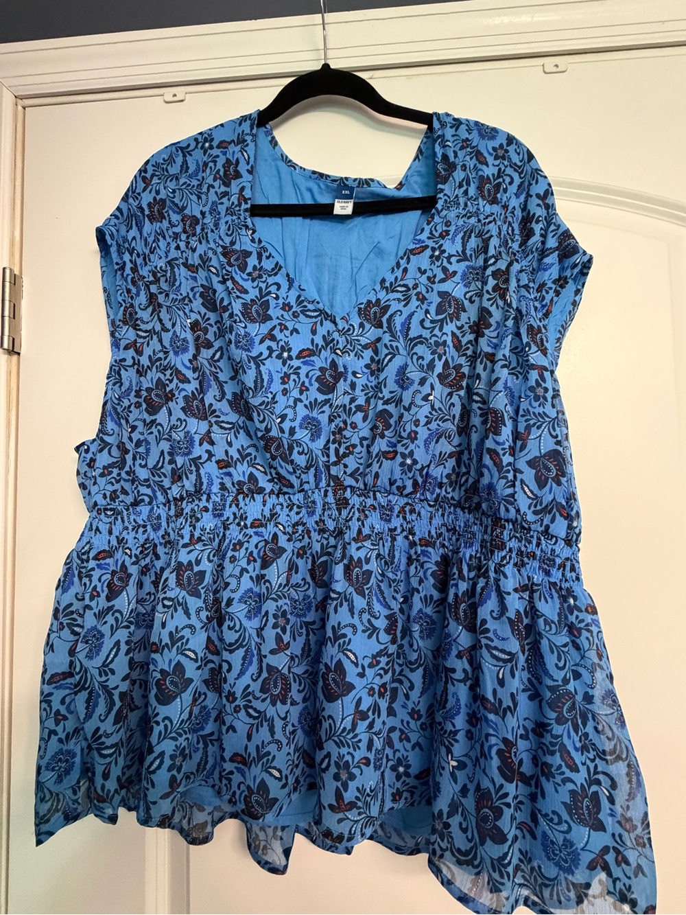 Old Navy Blue Floral Peplum Top